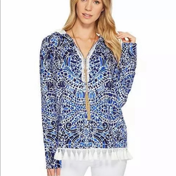 Lily Pulitzer Fringe Harmon Tunic Hoodie- NWOT Size Medium - Picture 8 of 8